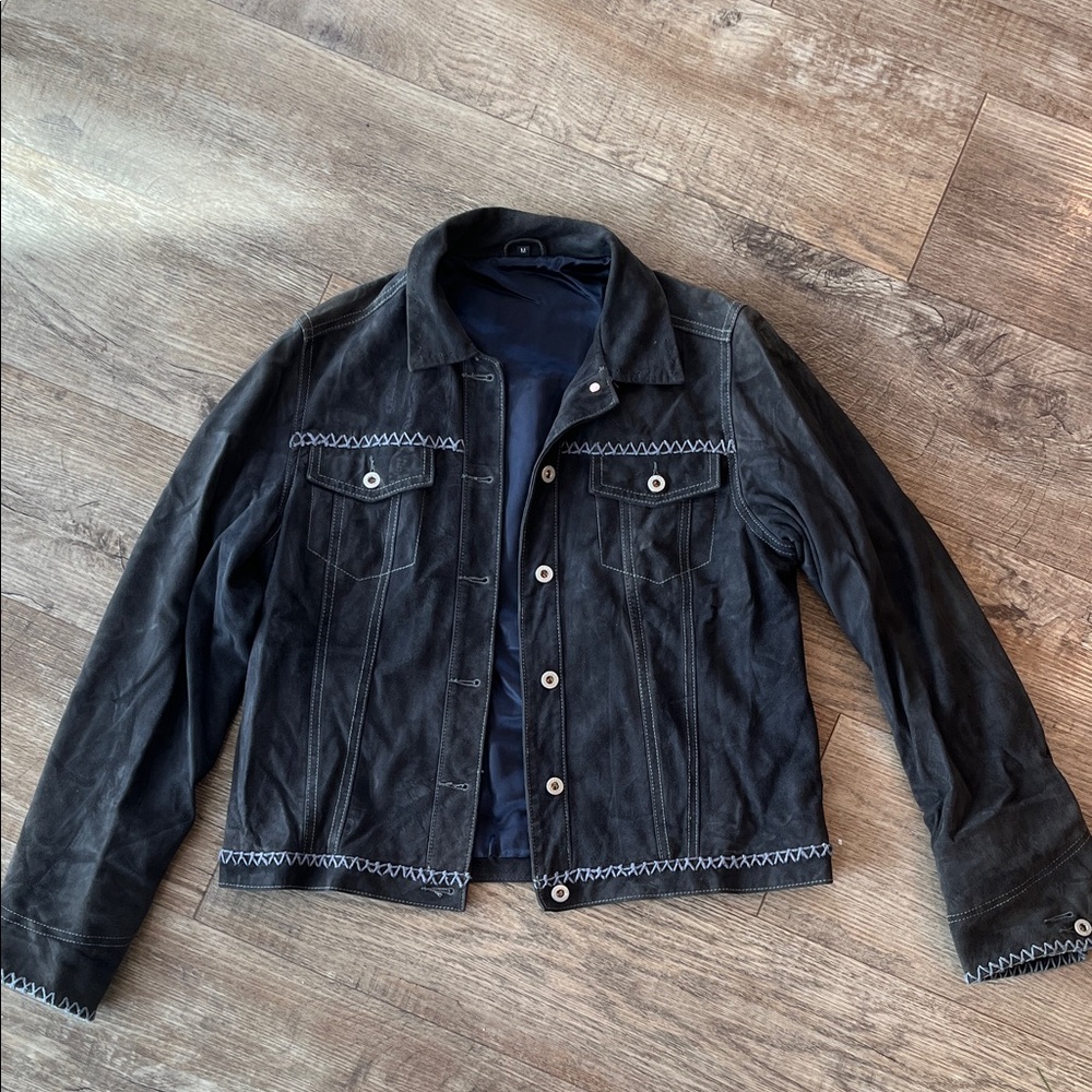 Sundance Charcoal Suede Jacket with Stitching